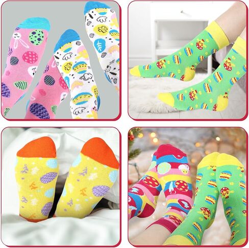 Cutecrop 36 Pairs Easter Socks Women's Bunny Socks Easter Egg Socks Crew Cotton Socks Warm Fluffy Color Socks Easter Gifts for Girl Wife in Saudi Arabia