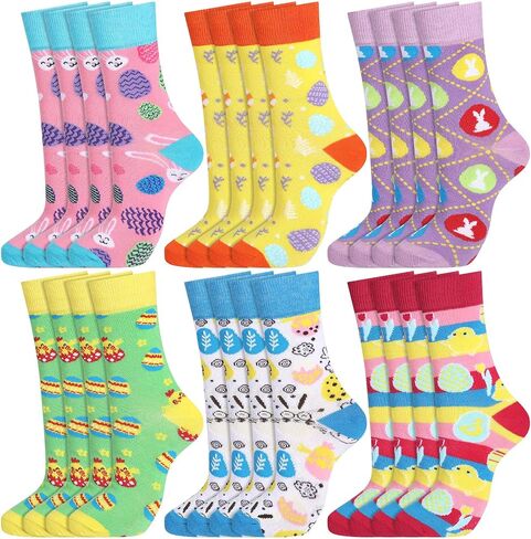 Cutecrop 36 Pairs Easter Socks Women's Bunny Socks Easter Egg Socks Crew Cotton Socks Warm Fluffy Color Socks Easter Gifts for Girl Wife in Saudi Arabia