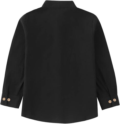 قميص Spring&Gege للأولاد بأكمام طويلة وتصميم كتان بأزرار سفلية (4-14 سنة) in Kuwait