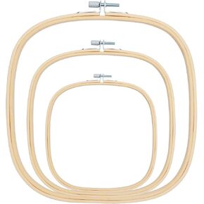 Caydo 3 Pieces 3 Sizes Oval Embroidery Hoops Adjustable Bamboo Circle Cross Stitch Hoop Embroidery Frames for Sewing, Needlework, DIY Embroidery Craft