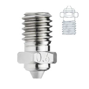 Upgrade V6 Bimetal Nozzle 0.6mm Hardened Steel Plated Copper Compatible with Voron 2.4 V0 V0.1 V6 Hotend Prusa I3 MK3 MK3S Anycubic Mega S 3D Printing PEI PEEK or Carbon Fiber (My 0.6)
