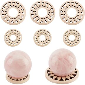 20Pcs Wood Crystal Sphere Stands Small Display Stand Wooden Sphere Holder Ball Display Egg Rocks Stand