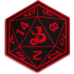 Ukonic Dungeons & Dragons Red D20 Dice Printed Area Rug, Indoor Floor Mat, Accent For Living Room and Bedroom, Home Decor For Kids Playroom, Dungeon Master Gifts And Collectibles, 52 x 45 Inches