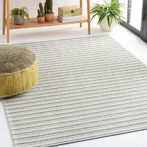 Martha Stewart Collection by SAFAVIEH 2' x 8' Pink/Ivory MSR419U Contemporary Stripe Cotton Runner Rug