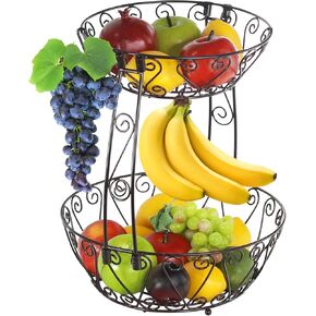 Simple Houseware 2-Tier Countertop Fruit Basket Bowl Storage, Bronze