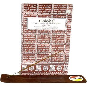 مجموعة حامل عصا البخور من جوفيندا مع أعواد بخور خشب الصندل النقي من جولوكا - 12 صندوق × 15 جرام in Kuwait