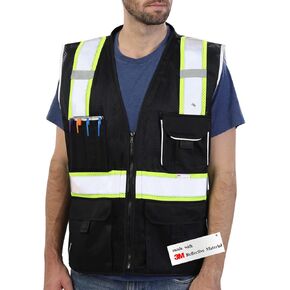Dib Safety Vest Reflective Yellow Mesh, High Visibility Vest with Pockets and Zipper, ANSI Class 2 Heavy Duty, Made with 3M Reflective Tape XL