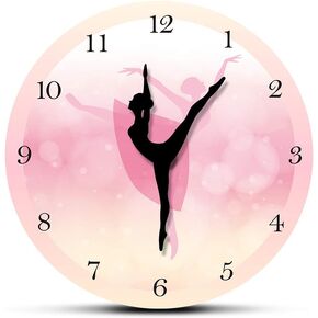 The Geeky Days Ballet Girl Princess Pink Wall Clock Baby Girl Dancing Wall Clock Ballerina Moving Leg Silent Quartz Girl Bedroom Decor