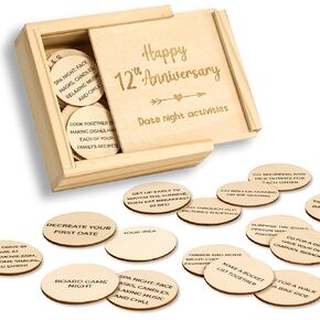 12 Year Anniversary Wood Gifts for Him Her - 12 Year Wedding Anniversary Keepsake Gifts for Wife Husband, Happy 12th Anniversary Marriage Present for Men Women