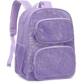 Mesh Backpack for School, Heavy Duty Girls Boys Mesh Bookbag School Bag for Adults Kids Swimming Beach Fitness Sport (Green)