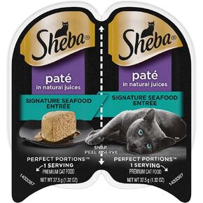 Sheba Wet Food PERFECT PORTIONS Paté Wet Cat Food Trays (24 Count, 48 Servings), Gourmet Chicken and Tuna Entrée, Easy Peel Twin-Pack Trays