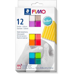 STAEDTLER 8023 C12-4 FIMO Soft Oven-Hardening Polymer Modelling Clay - Assorted Natural Colours (Pack of 12 x 25g Blocks)