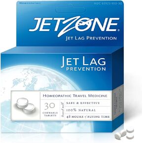 JetZone - Jet Lag Remedy - Homeopathic Travel Aid – Trusted for Almost 20 Years - Boost Immune Health – Circadian Rhythm - Insomnia – Exhaustion – Tired - Sleep – 48 Hours Flying Time - 30 Chewables