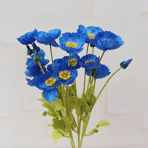 JPORSHU 8 PcsBouquets Artificial Flowers Poppy Flowers，23.3inch Realistic Silk Flowers PU Fake Wild Flowers，for Home Wedding Party Decor, Floral Arrangements, Kitchen Table Centerpiece Vase (Red)