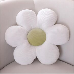 YILANLAN Cute flower pillow plush floor pillow cartoon thick plush office chair sitting tatami flower cushion cushion simple room decoration (40cm*40cm, White)
