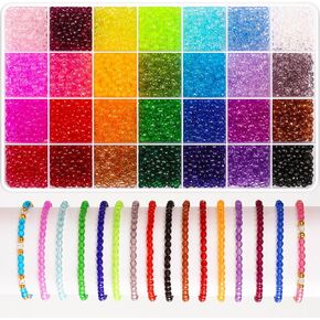 Paxcoo 5320Pcs Crystal Beads for Jewelry Making, Crystal Acrylic Beads Faceted Jewelry Beads Bicone Gem Beads Jewel for Jewelry Making (4 MM)