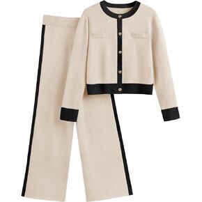 LILLUSORY Womens 2 Piece Sets Lounge Matching Cardigan Sweaters and Wide Leg Pants 2024 Fall Fashion Outfits Clothes