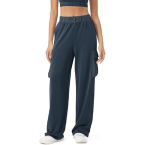 ODODOS Women's Modal Soft Wide Leg Cargo Pants with Pockets Adjustable Shockcord High Waist Loose Jogger Pants