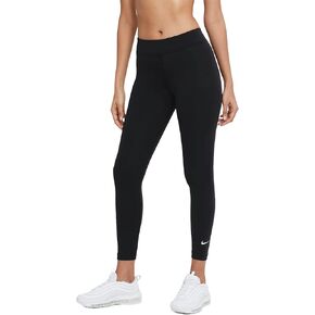 Nike Womens 7/8 Essential Mid Rise Leggings Black | White Medium