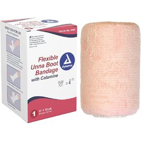 Dynarex Unna Boot Bandage, Individually Packaged, Provides Customized Compression as Treatment for Leg Ulcers with Calamine, Soft Cast, White, 3" x 10 yds, 1 Unna Boot Bandage
