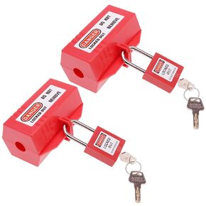 Plug Lock for Lockout Tagout, 110 to 125 Volt Power Cord Lockout, Medium Electrical Plug Lockout Device with Safety Padlocks