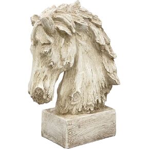 Galt International 18" Horsehead Resin Wood-Look Tabletop Sculpture Mantle Entryway Table Foyer Home Decor Statue (Beige)