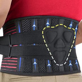 Back Brace for Lower Back Pain Men/Women - Support & Comfort for Arthritis, Muscle Soreness, Herniation Disc, Sciatica - Breathable Mesh with Reinforced Steel & 3D Lumbar Pad Support - Ideal for Office, Driver, Heavy Lifting (Large)