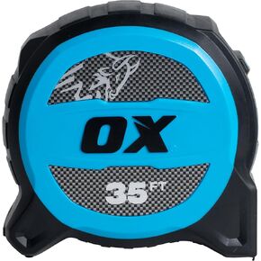 OX Tools Tape Measure 35 ft Pro Tuff Blade 1 ¼ Inch wide Locking Measuring Tape, Tough Shock Proof Casing & smooth retrieval, 13 ft Stand out, OX-P506035