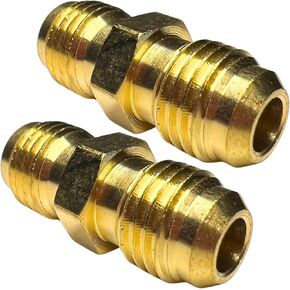 2pcs 1/4 Inch Male Flare x 1/4 Inch Male Flare Connector Gas Adapter Union Pipe Flare Brass Tube Coupler Fitting by CX WONDERLAND