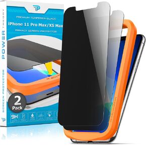 Power Theory Designed for iPhone X, iPhone Xs Privacy Screen Protector Tempered Glass Anti Spy protection [9H Hardness], Easy Install Kit, 99% HD Bubble Free Case Friendly, 2 Pack in Kuwait