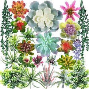 24 Pcs Artificial Succulent Plants Fake Succulent Plants Unpotted Faux Succulents Suitable for Office Family Restaurant Frame kitchen Indoor Outdoor Decor
