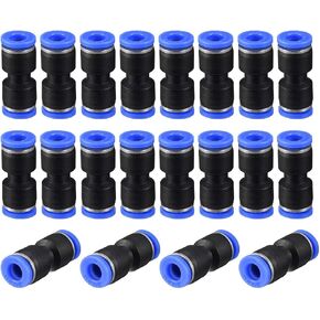 uxcell Plastic Straight Union Push to Connect Tube Fitting 6mm OD Push Fit Lock Blue 20pcs