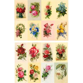 Decoupage Paper Pack (35 Sheets 6"x8") Amazing Delicate Illustrations of Pink and Purple Flowers FLONZ Vintage Illustration Pictures Cards for Decoupage, Craft and Scrapbooking in Kuwait