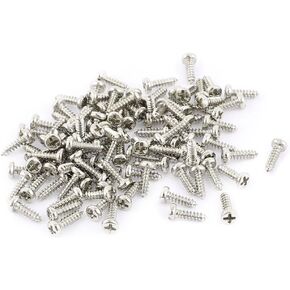 uxcell 100 Pcs M1.4 X 5mm Stainless Steel Phillips Round Head Self Tapping Screws Bolts