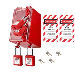 Lockout Tagout Box Lockout Tagout Station with Loto Devices - Lock Out Tag Out Lockout Tools Lockout Box, Red Lock Box for OSHA Compliant Group Loto Procedures (Loto Box)