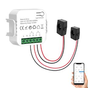 WIFI Smart Energy Meter: Dual Channel Smart Energy Monitor, Smart Power Meter with 2 80A CT Clamp, App Remote Monitoring, Real Time Data, Tuya Smart/Smart Life App Control Smart Home Energy Monitor