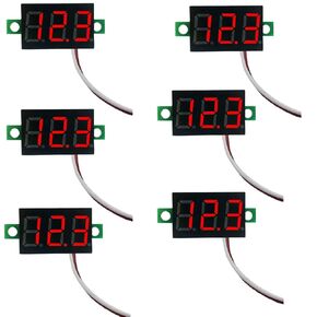 6 Pcs Mini Digital Voltage Meter DC 2.5~30V 0.28" 2 Wire Digital Voltmeter Gauge Tester Green LED Display Panel Mount Car Motorcycle Battery Monitor Led (Blue)