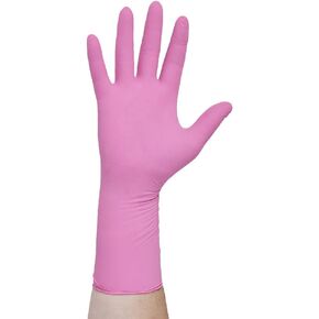 HALYARD PINK UNDERGUARD Nitrile Exam Gloves, Powder-Free, 4.7 mil, Extended 12" Cuff, Pink, Large, 47455 (Box of 100)