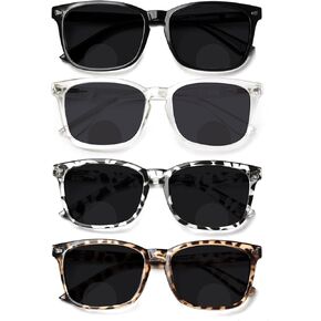 JOSCHOO Bifocal Reading Glasses Grey Lens Spring Hinge Outdoor Sunglasses Fashion Bifocal Sun Readers for Men Women