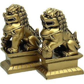 Betterdecor Feng Shui Foo Fu Dogs Imperial Guardian Lions Statues Home Office Decor to Ward Off Negative Energy