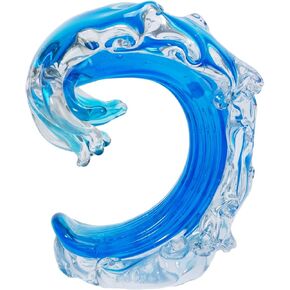 Beachcombers Beachcombers Rolling Ocean Coastal Table Top Nautical Decor Decoration Glass Art Blue