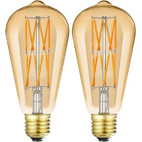 Leools Vintage Amber LED Edison Bulb Dimmable 12W, 100W Equivalent Antique Style Filament Light Bulbs,Amber Glass, Warm White 2500K, 1200LM, E26 Base, Decorative, 360 Degrees Beam Angle, Pack of 4.