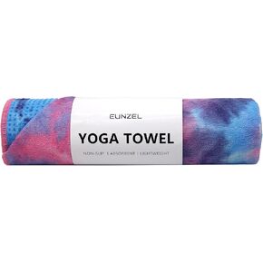 Hot Yoga Towel - Microfiber Non Slip Yoga Mat Towel with Grip Dot Sweat Absorbent Towel for Hot Yoga, Pilates and Fitness 72" x 24", Dark Cyan/Orange