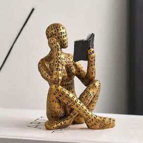 Gold Decor Thinker Statues Home Decor, Abstract Decorations for Living Room, Pulp Women Reading Figurine Bookshelf Decor, Modern Resin Sculptures for Coffee Table Shelf Decor, Gifts for Bookworms