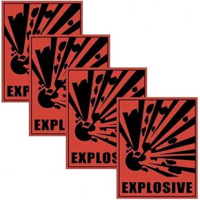Outdoor/Indoor (4 Pack) 5" X 4" - Explosive Explosion - Danger Safety Caution Warning Sign Vinyl Label Sticker Decal - Back Adhesive Vinyl