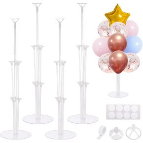 rubfac 10 Sets Balloon Stand Kits, Upgraded Clear Table Balloon Holder for Floor Bulk for Birthday Party Wedding Festival Halloween Christmas Balloon Decorations