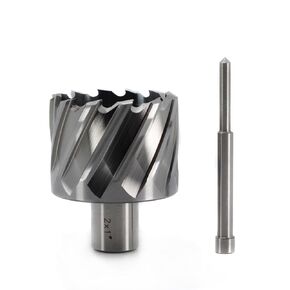 OSCARBIDE Annular Cutter 2 inch Cutting Diameter,1 inch Depth of Cut,3/4 inch Weldon Shank 2 Flat Mag Drill Bit with Pilot Pin for Magnetic Drill Press,1 Piece