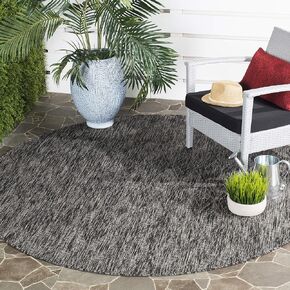 SAFAVIEH Courtyard Collection 4' Round Black CY8522 Indoor/ Outside Waterproof Easy cleansingPatio Backyard Mudroom Area Mat