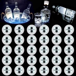 Led Coaster, 30 Pack Led Coaster Lights for Bottles,Light Up Coasters Led Bottle Lights for Liquor Bottles,Drinks,Club,Party,Wedding,Bar Decor(White)