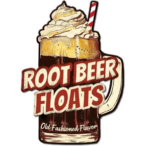 GLOBLELAND Root Beer Floats Vintage Metal Tin Sign Retro Ice Cream Plaque Poster Metal Wall Decorative Tin Signs for Home Kitchen Restaurant Coffee Shop Club Bar Decoration